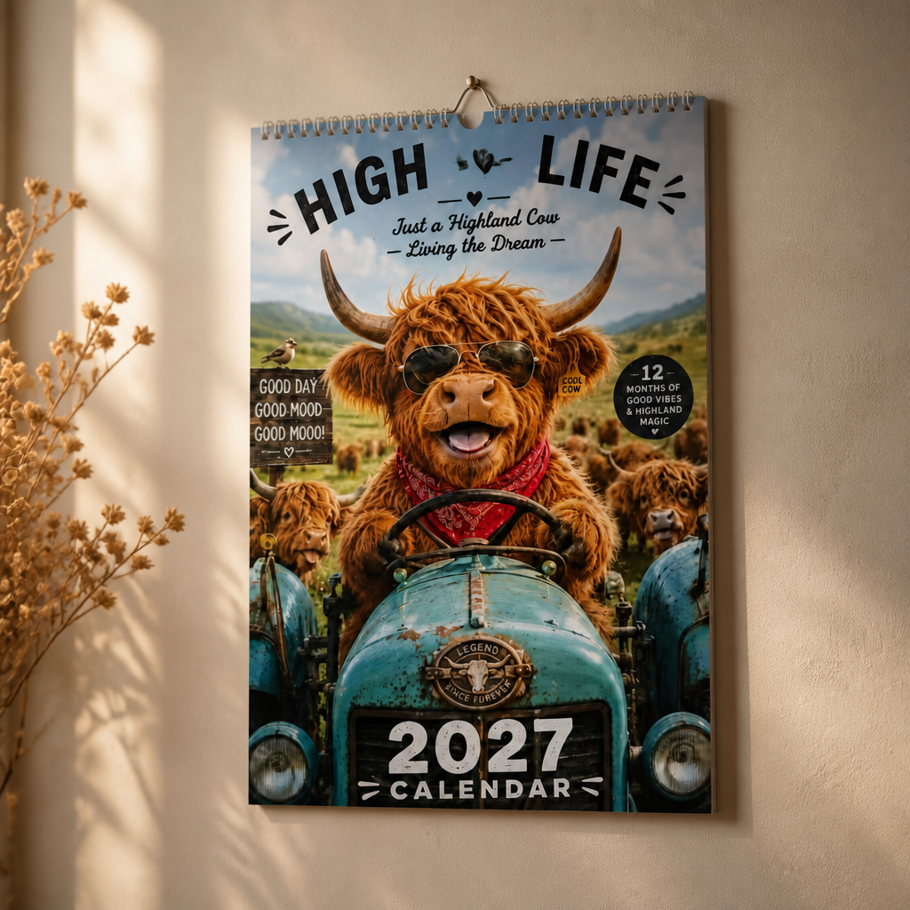 2027 Highland Cow Wall Calendar