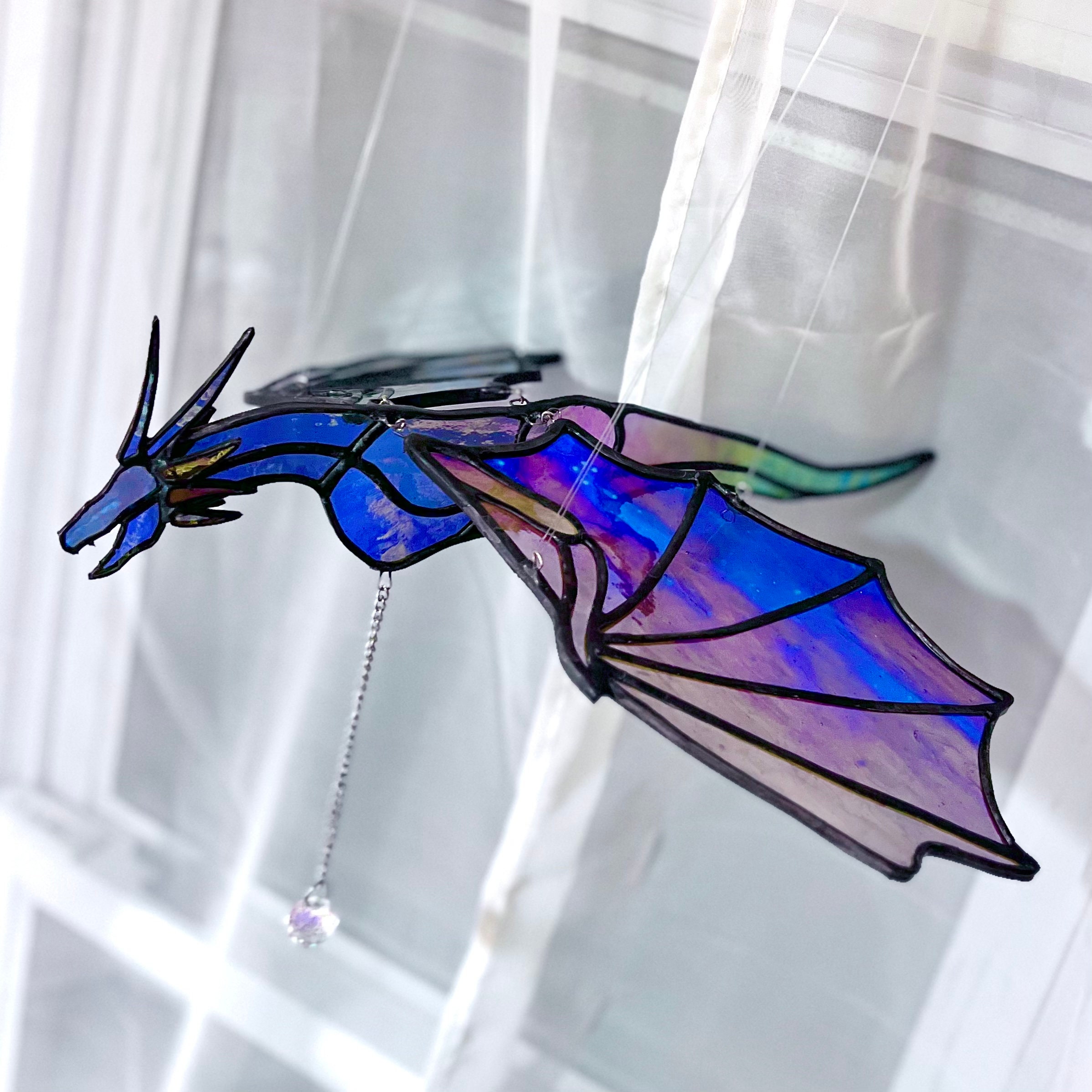 Handmade Glass Art-Blue Dragon/Pterosaur/Bat