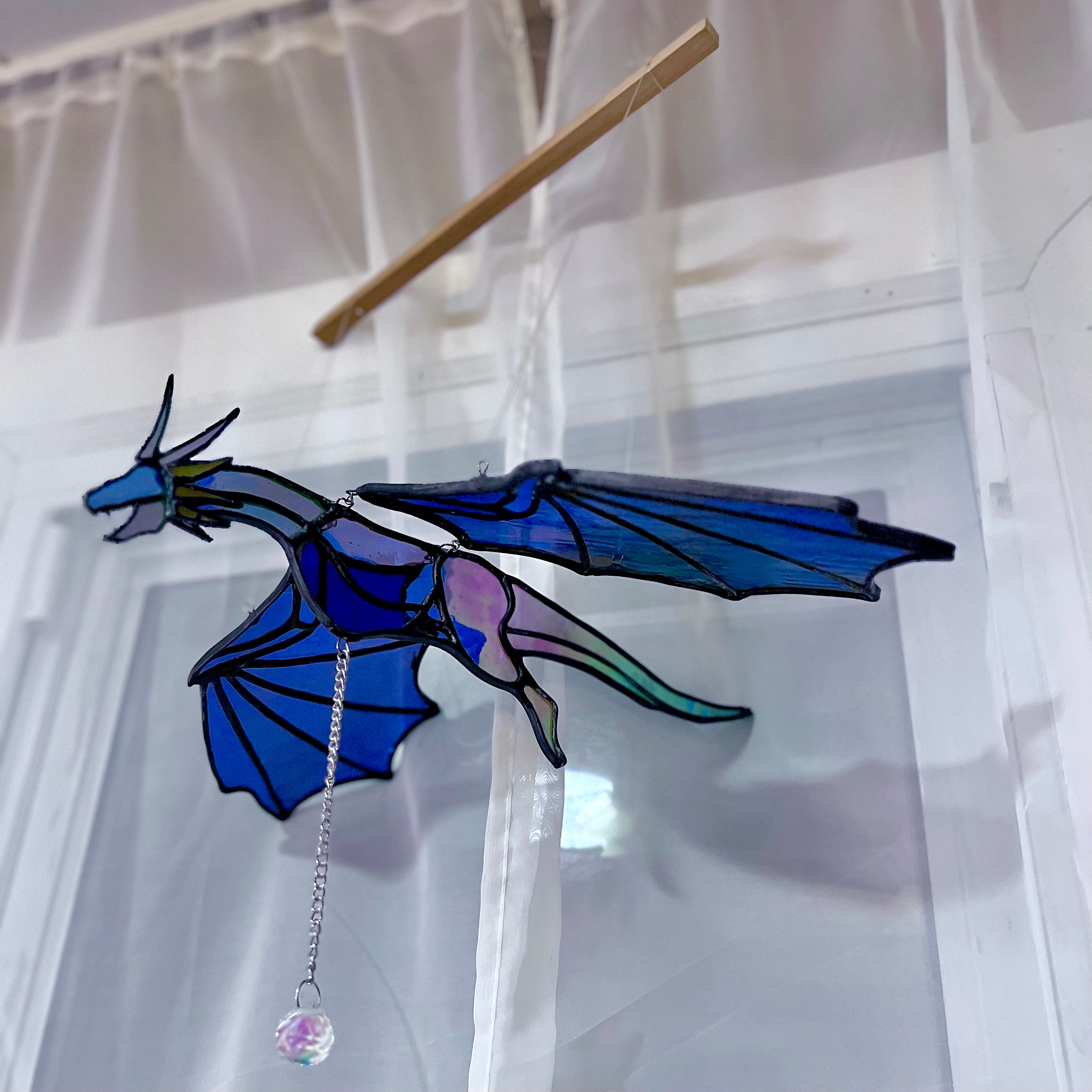 Handmade Glass Art-Blue Dragon/Pterosaur/Bat