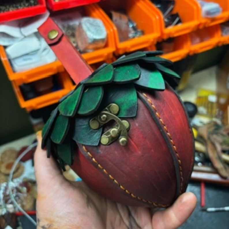 Handmade leather acorn bags