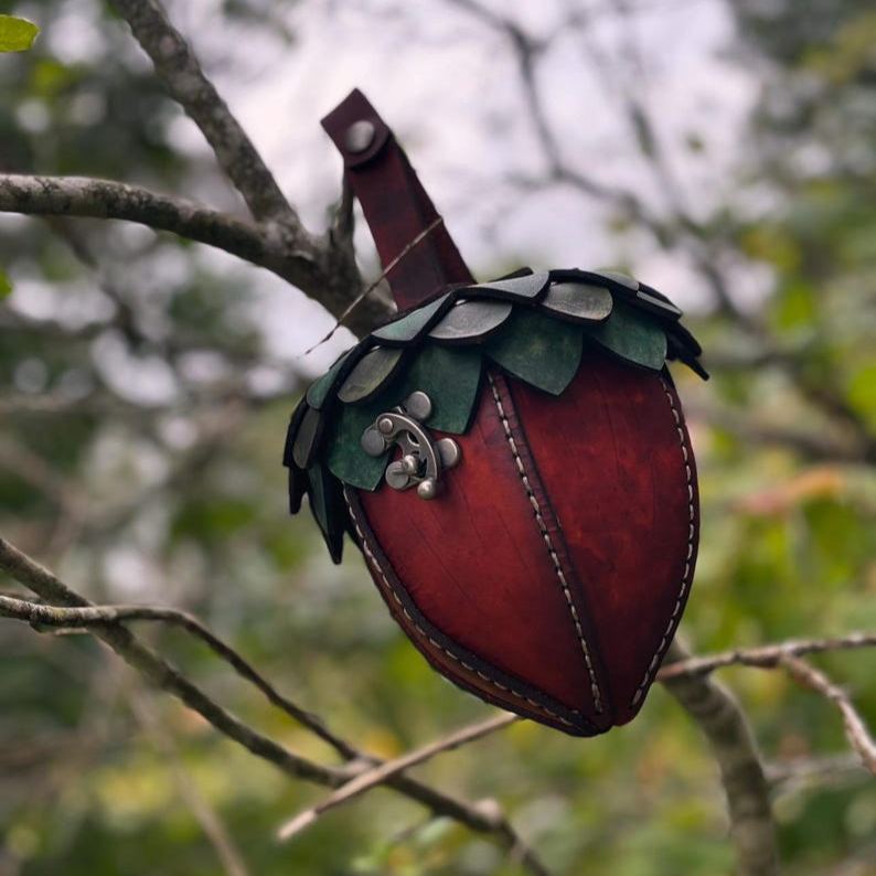 Handmade leather acorn bags