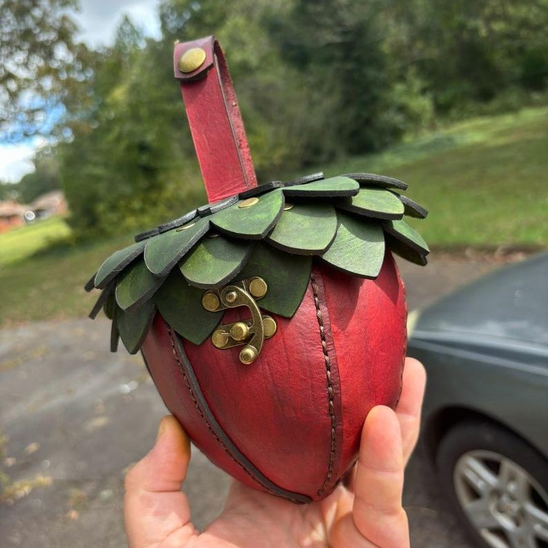 Handmade leather acorn bags