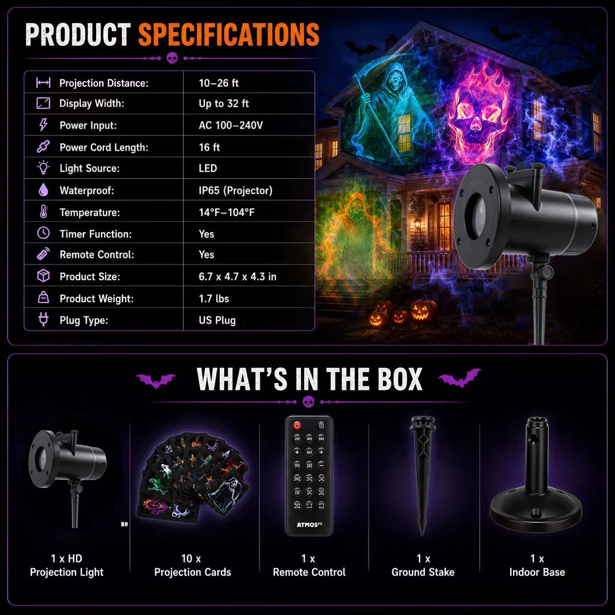 🎃32FT HD Halloween Projector | That Disappoint Your Halloween Party | 10 Unique HD Projection Patterns