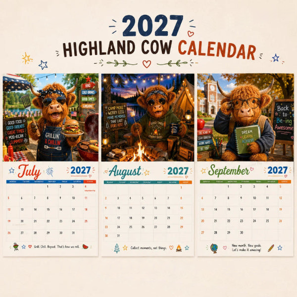 2027 Highland Cow Wall Calendar