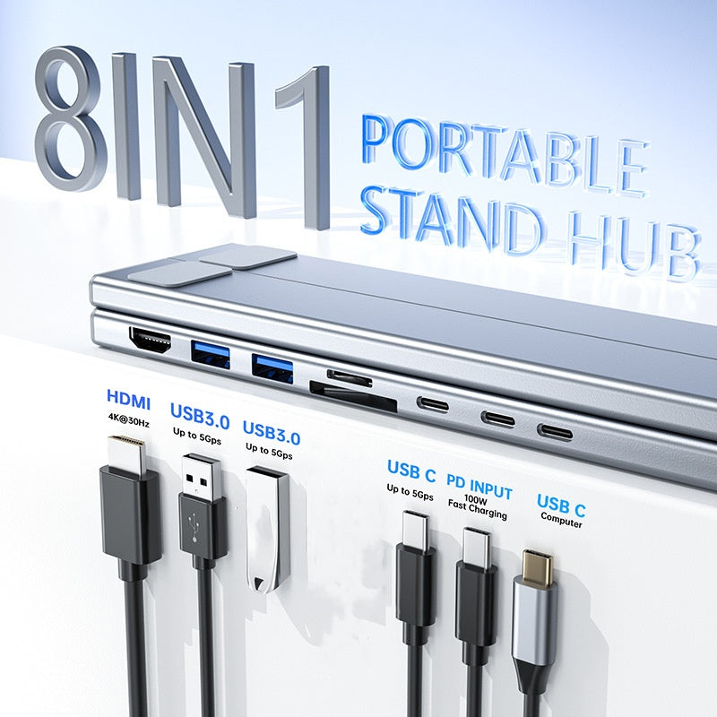 8 In 1 Docking Station Laptop Stand with 4K HDMI