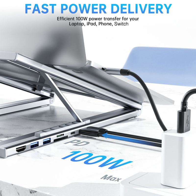 8 In 1 Docking Station Laptop Stand with 4K HDMI