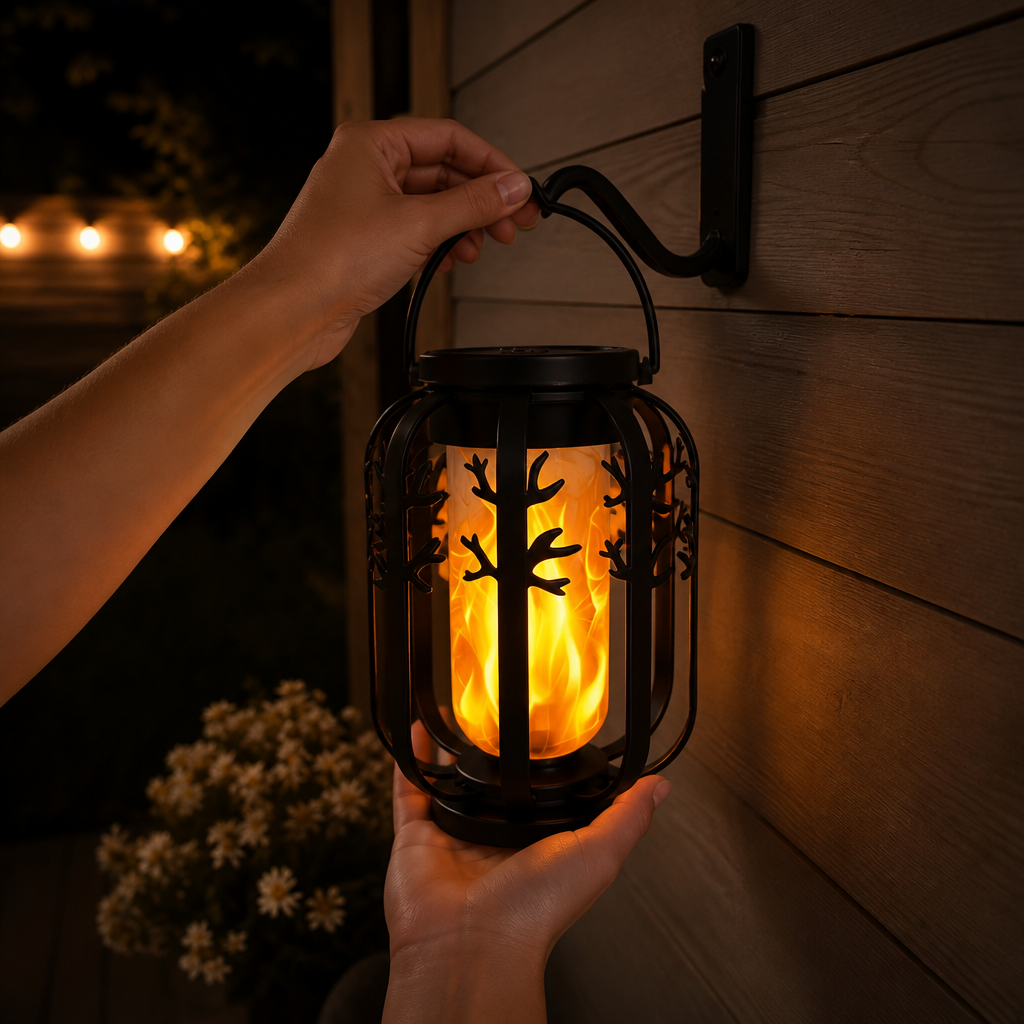Solar Flickering Flame Hanging Lantern