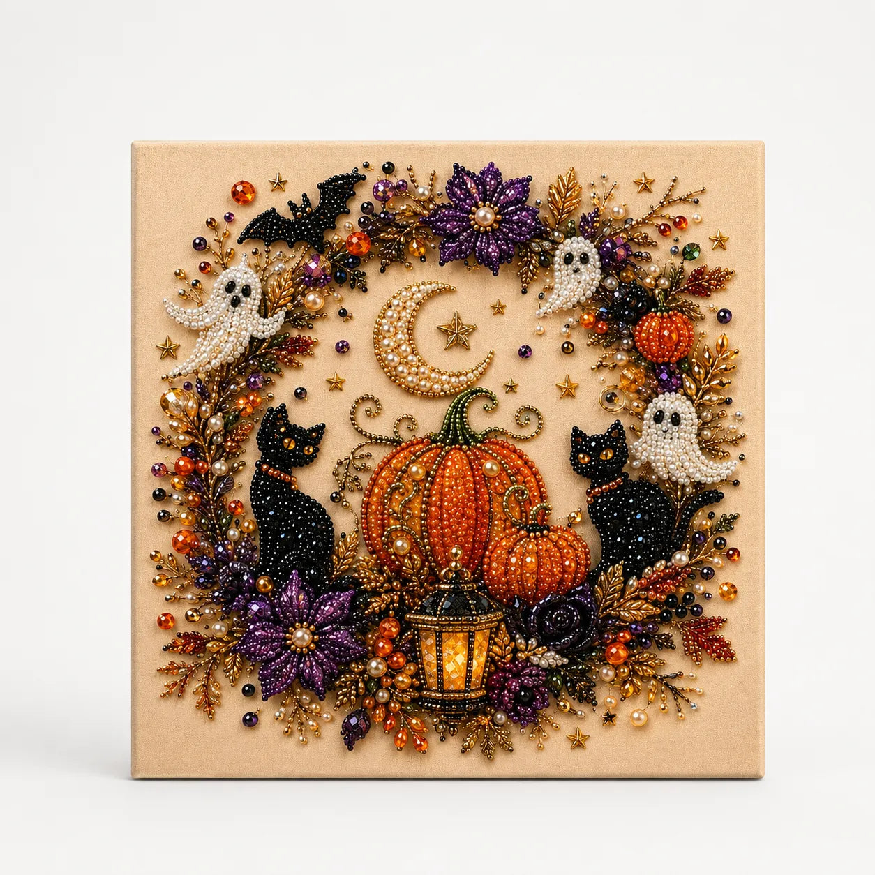Halloween Pearl-like Bead Craft Kit, Cozy Wall Art DIY