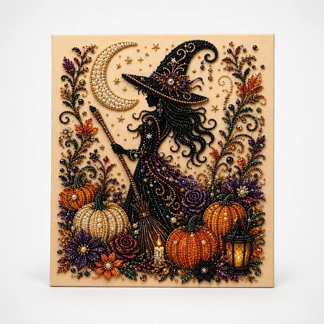 Halloween Pearl-like Bead Craft Kit, Cozy Wall Art DIY