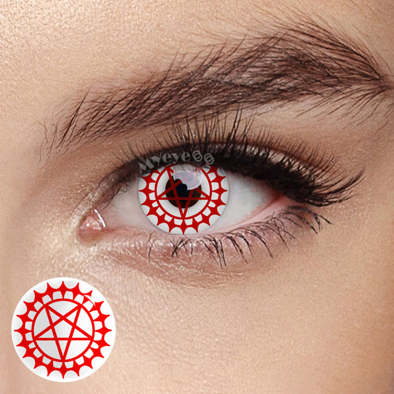 MYEYEBB Blind Ciel's Contract Red & White Cosplay Colored Contact Lenses - image 3