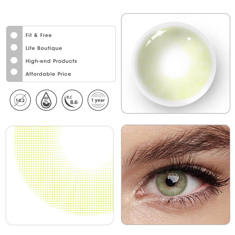 MYEYEBB Aurora Yellow Green Prescription Colored Contact Lenses - image 9