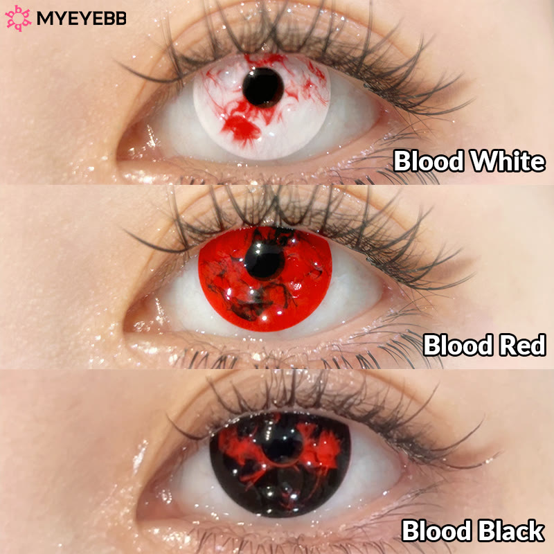 MYEYEBB Blood White Prescription Cosplay Colored Contact Lenses | 1 Day - 3 Colors (1 Day) - 0.00 - PA02_WH - image 4