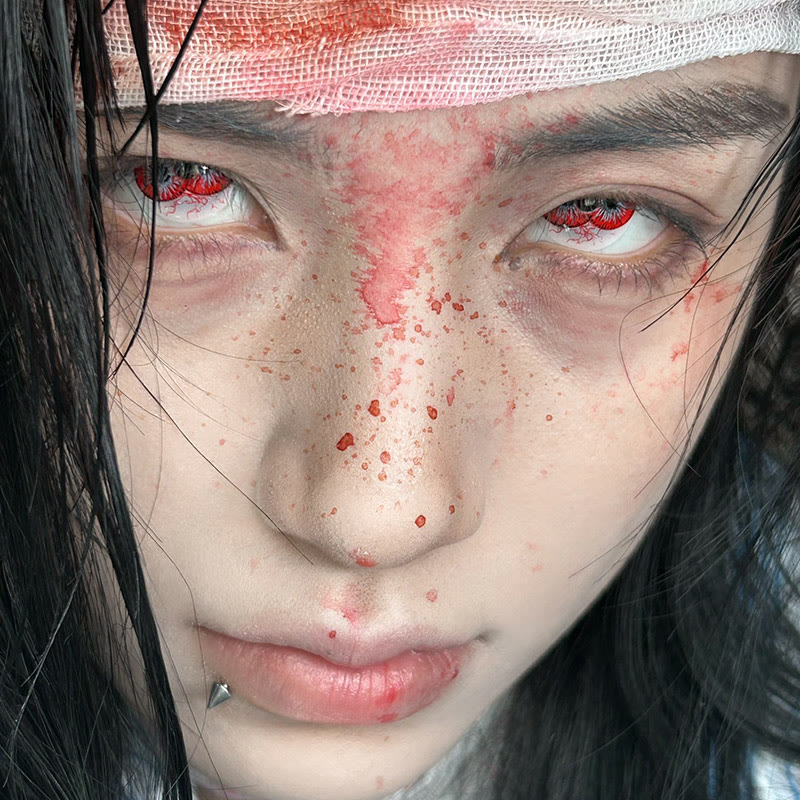 MYEYEBB Twin Hex Red Prescription Cosplay Colored Contact Lenses - image 8