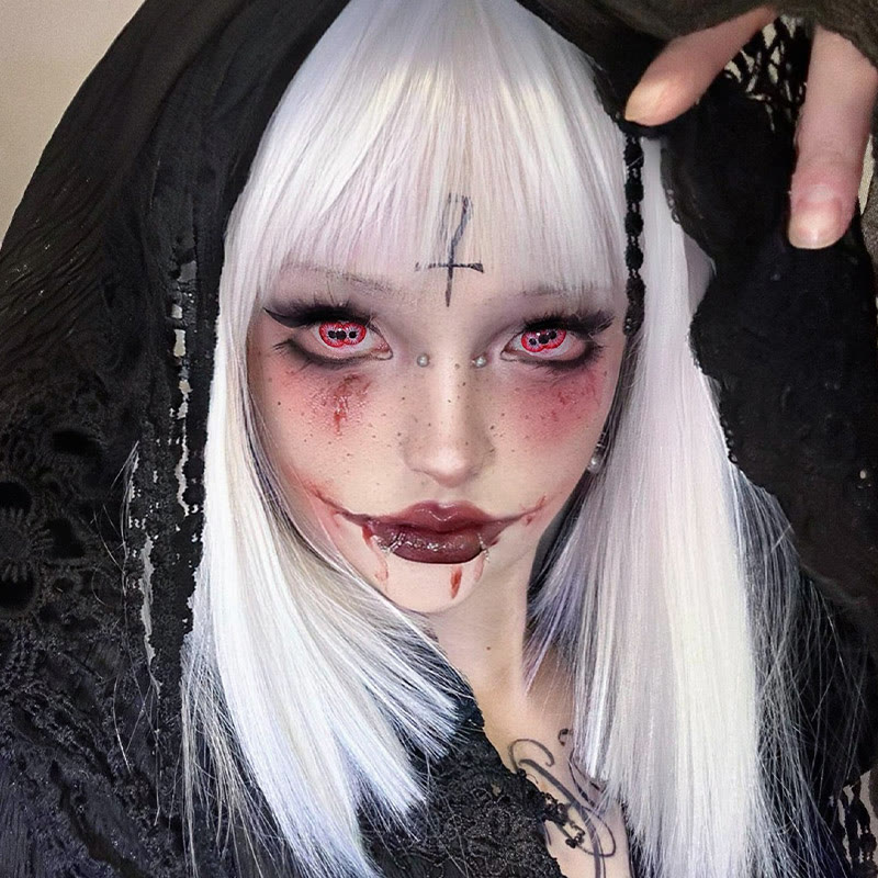 MYEYEBB Twin Hex Red Prescription Cosplay Colored Contact Lenses - image 7