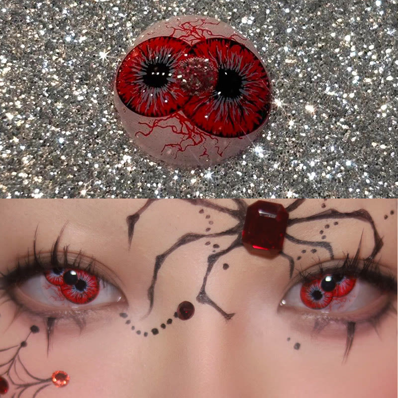 MYEYEBB Twin Hex Red Prescription Cosplay Colored Contact Lenses - image 4