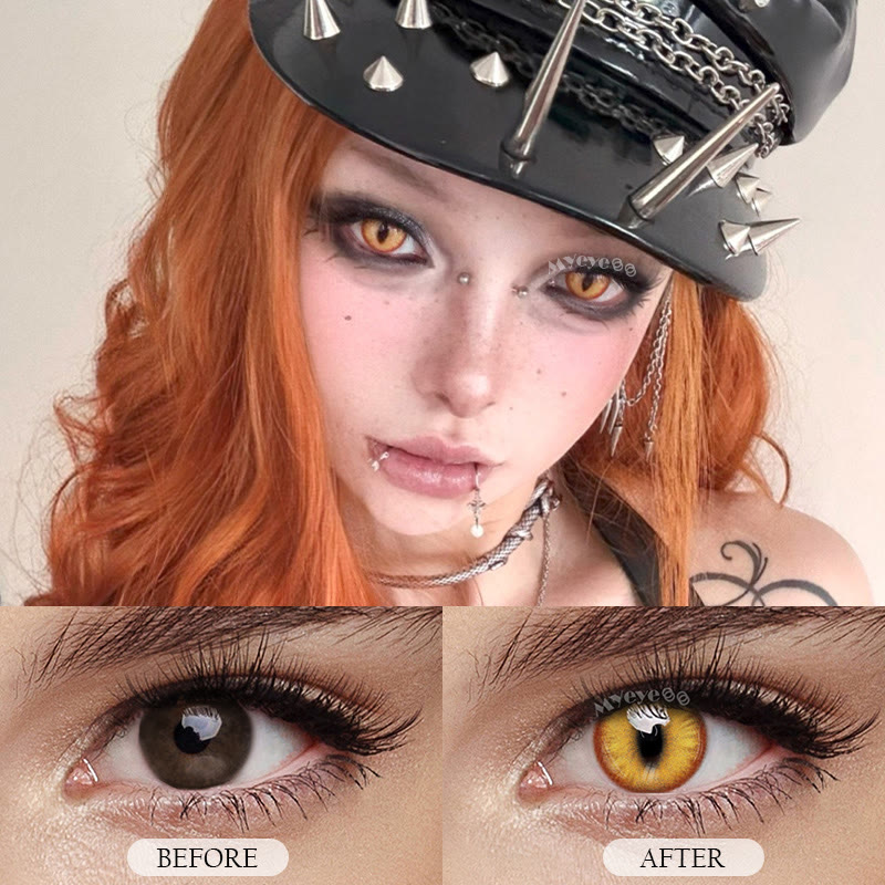 MYEYEBB Dragon Eye Gold Brown Cosplay Colored Contact Lenses丨1 Day - image 5