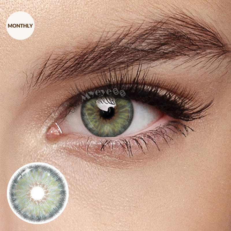 MYEYEBB Petite Iris Grey Green Prescription Colored Contact Lenses丨Monthly - Petite Iris Grey Green (Monthly) - -8.00 - MI23-5(HBE1030-2) - image 1