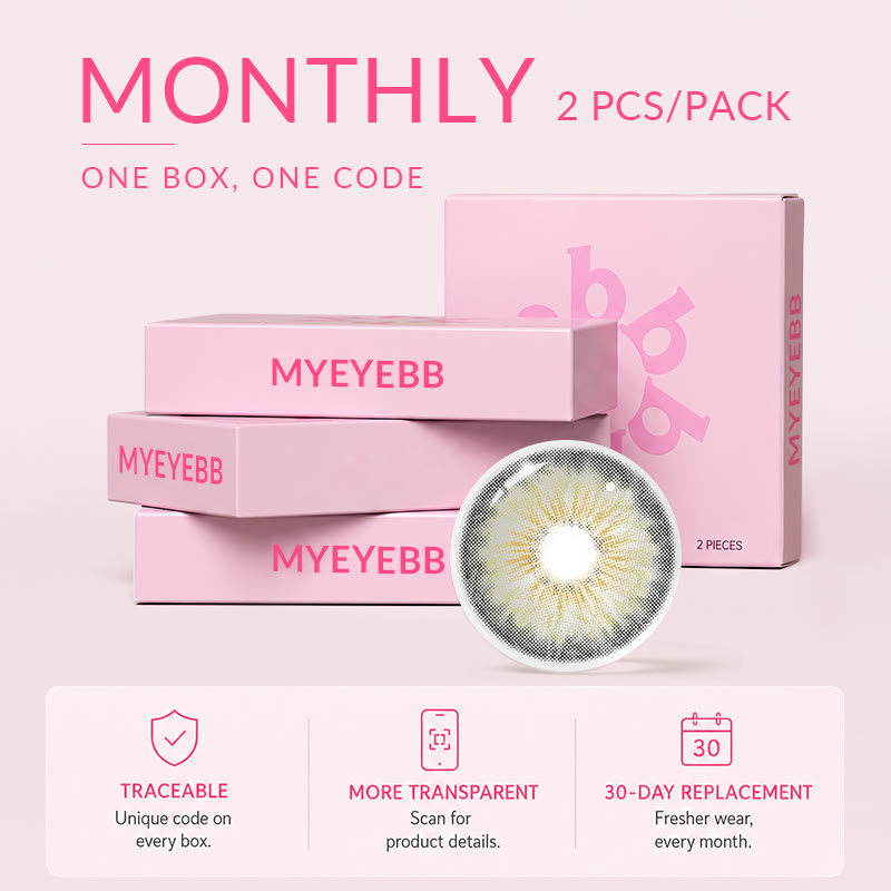 MYEYEBB Halo Iris Grey Prescription Colored Contact Lenses丨Monthly - image 3