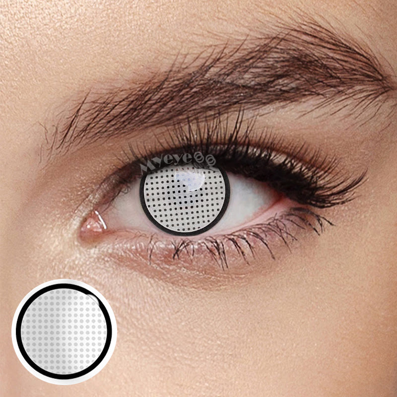 MYEYEBB Blind White Manson Mesh Prescription Cosplay Colored Contact Lenses - image 5