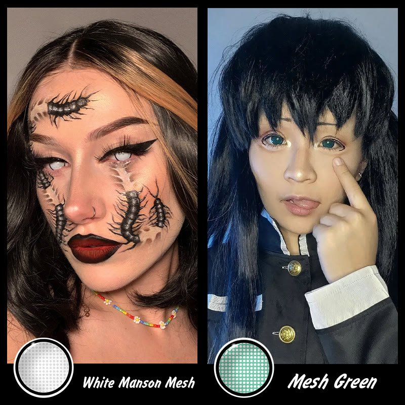 MYEYEBB Blind White Manson Mesh Prescription Cosplay Colored Contact Lenses - image 8