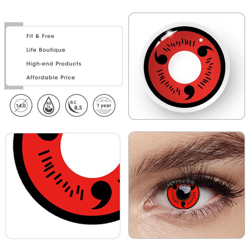 MYEYEBB Sharingan Magatama Red Prescription Cosplay Colored Contact Lenses - image 11