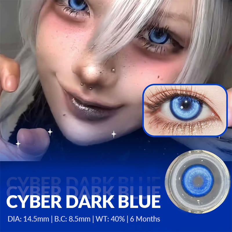 MYEYEBB Cyber Dark Blue Prescription Cosplay Colored Contact Lenses | 1 Year - image 6