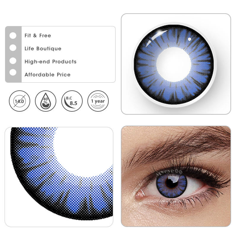 MYEYEBB Miracle Times Deep Blue Prescription Cosplay Colored Contact Lenses - image 6