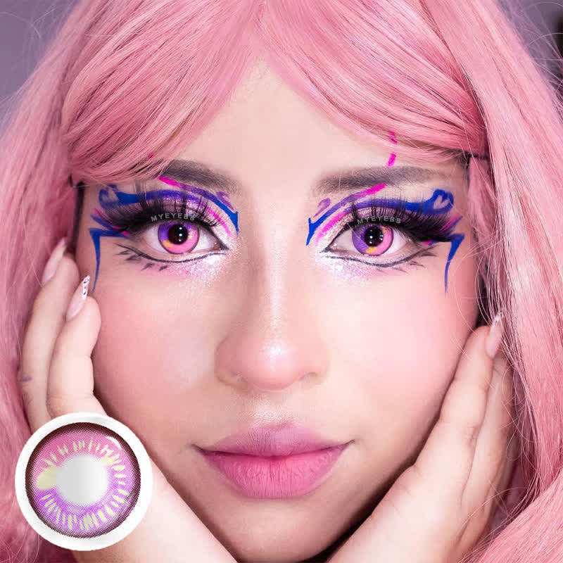 MYEYEBB Anime Tear Pink Prescription Cosplay Colored Contact Lenses - Anime Tear Pink - -8.00 - RY140_PK - image 1