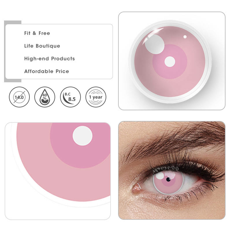 MYEYEBB Blind Cloud Rim Pink Prescription Cosplay Colored Contact Lenses - image 9