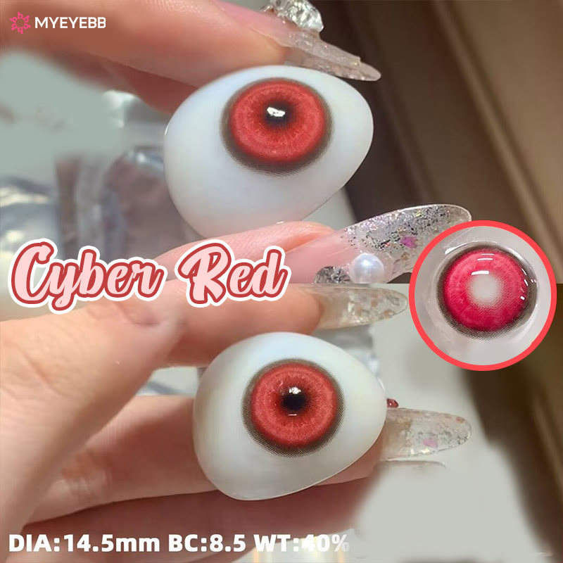 MYEYEBB Cyber Red Prescription Cosplay Colored Contact Lenses - image 5