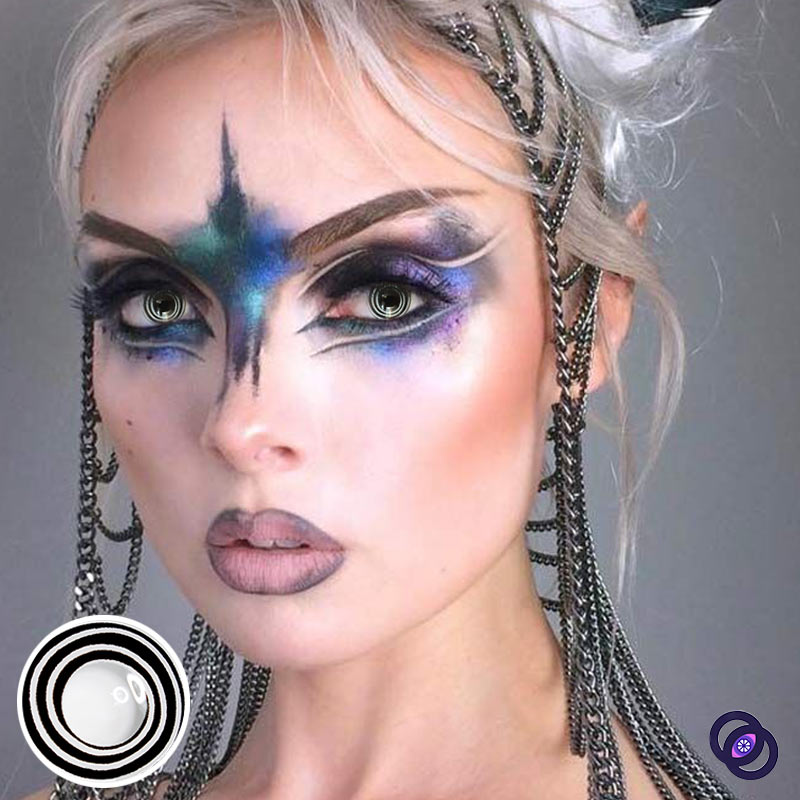 MYEYEBB Black White Spiral Prescription Cosplay Colored Contact Lenses - image 14