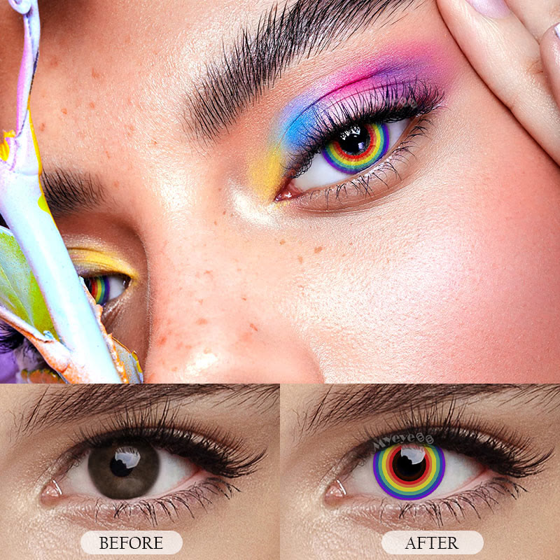 MYEYEBB Circle Rainbow Prescription Cosplay Colored Contact Lenses - image 10
