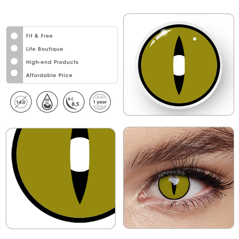 MYEYEBB Maru Green Cat Eye Cosplay Colored Contact Lenses  - image 5
