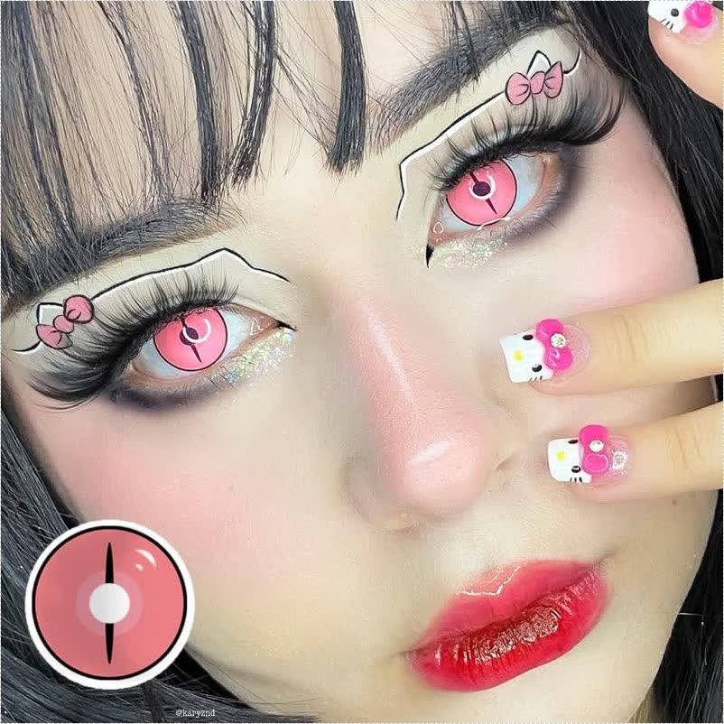MYEYEBB Blind Kamado Nezuko Ghost Prescription Cosplay Colored Contact Lenses  - Kamado Nezuko Ghost - -8.00 - RY390_PKBK - image 1
