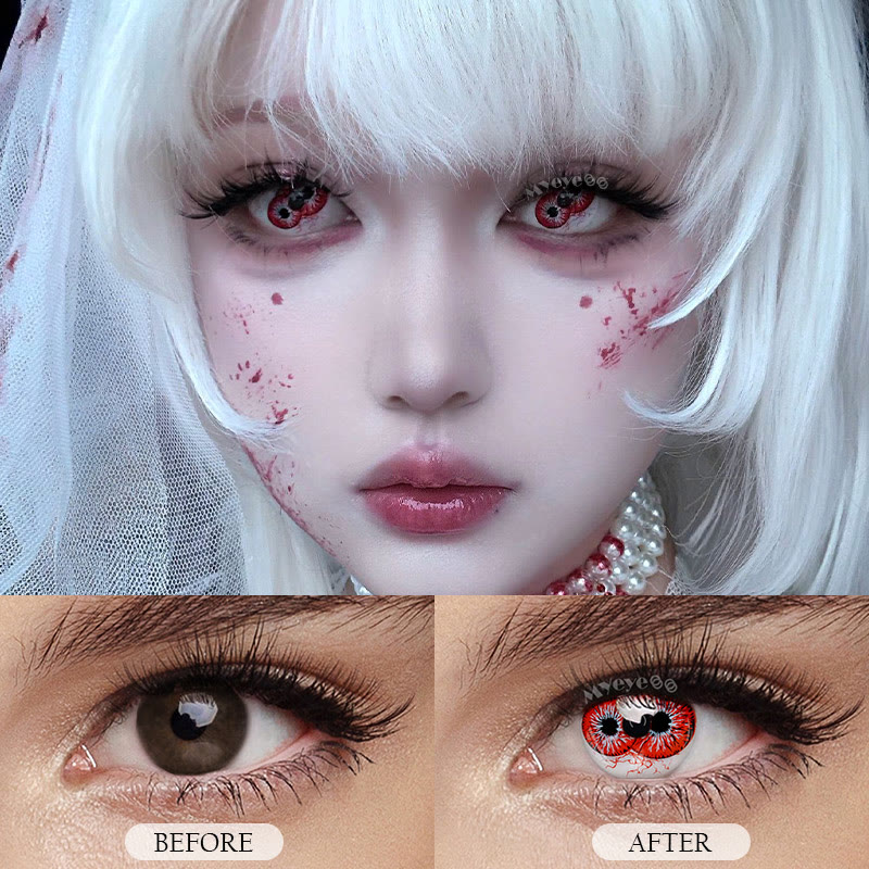MYEYEBB Twin Hex Red Prescription Cosplay Colored Contact Lenses - image 15