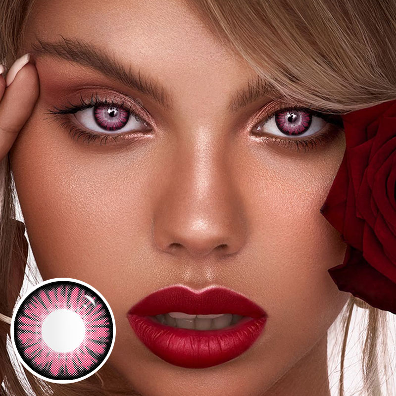 MYEYEBB Miracle Times Rose Red Prescription Cosplay Colored Contact Lenses - image 2