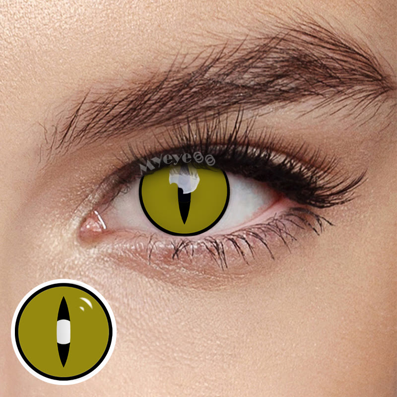 MYEYEBB Maru Green Cat Eye Cosplay Colored Contact Lenses  - Maru Green Cat Eye - 0.00 - RY428 - image 1