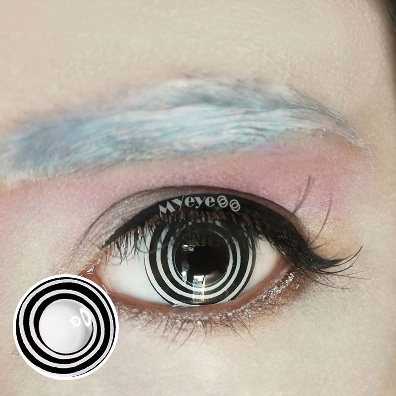 MYEYEBB Black White Spiral Prescription Cosplay Colored Contact Lenses - image 15