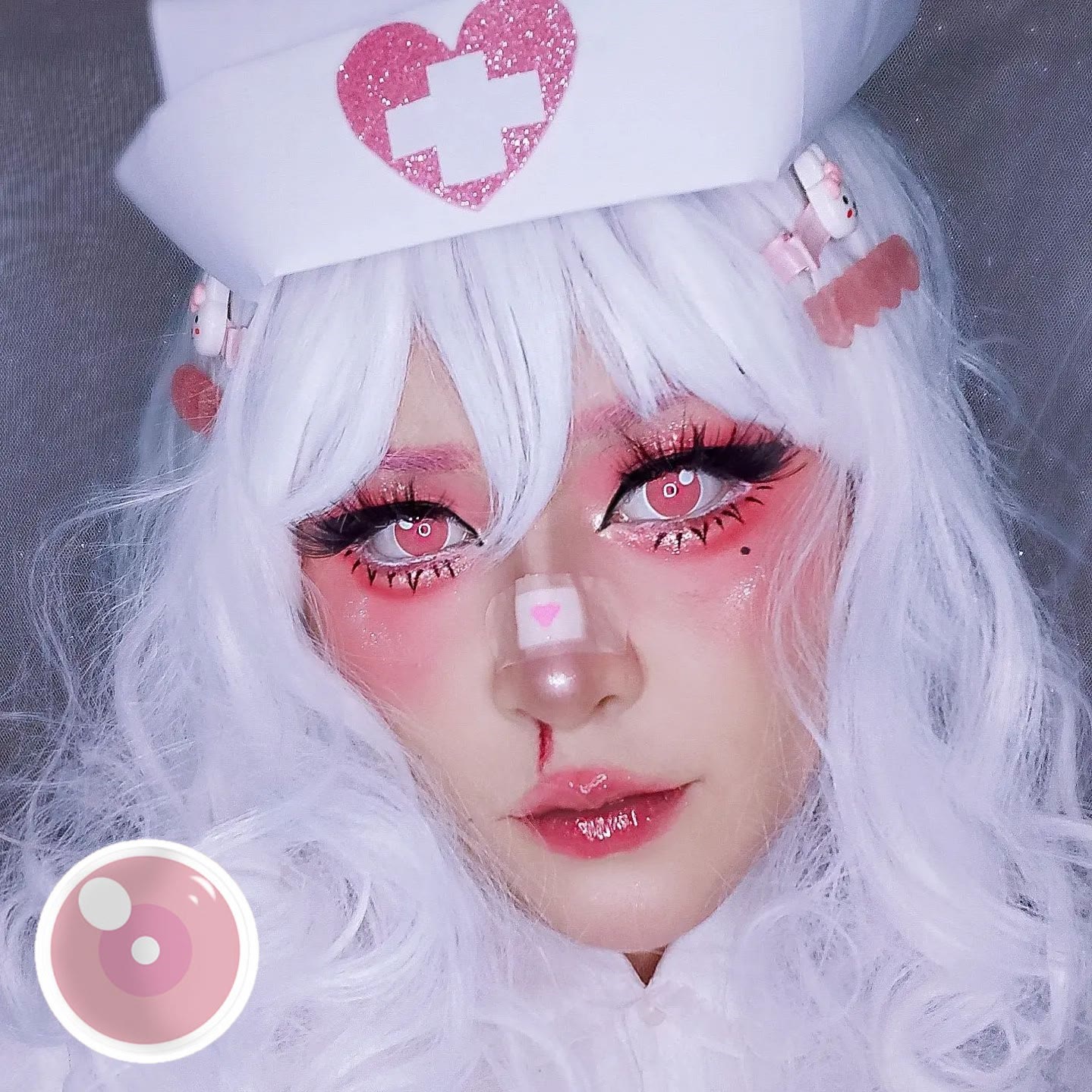 MYEYEBB Blind Cloud Rim Pink Prescription Cosplay Colored Contact Lenses - Cloud Rim Pink - -8.00 - RY258 - image 1