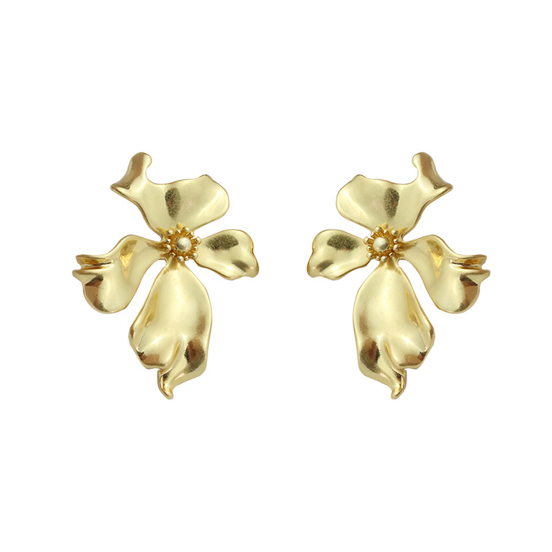 Gold Ear Pendants Flower Geometric Swirl Earrings