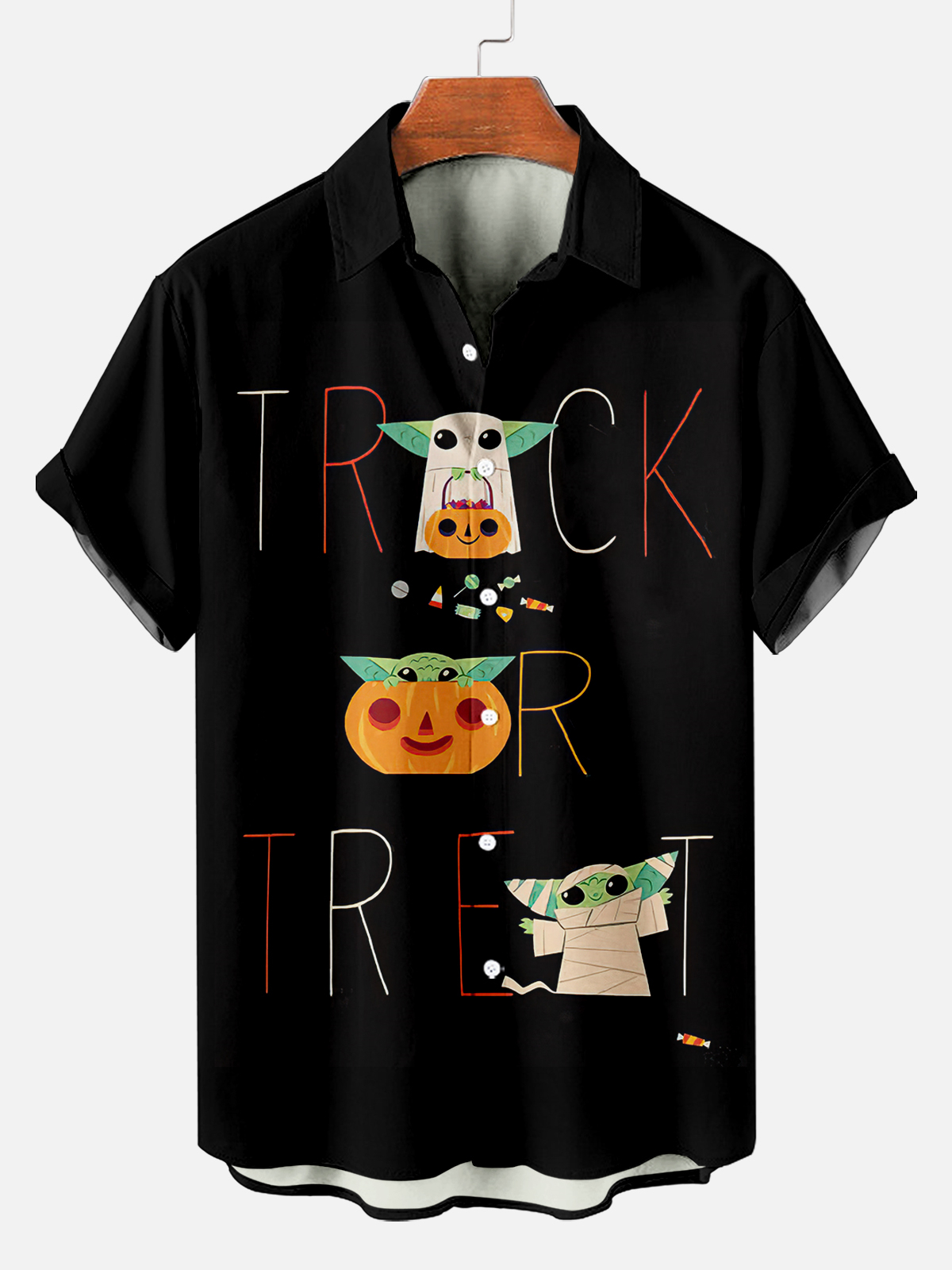Track Or Treat Men's Space War Movie Halloween Short Sleeve Shirt