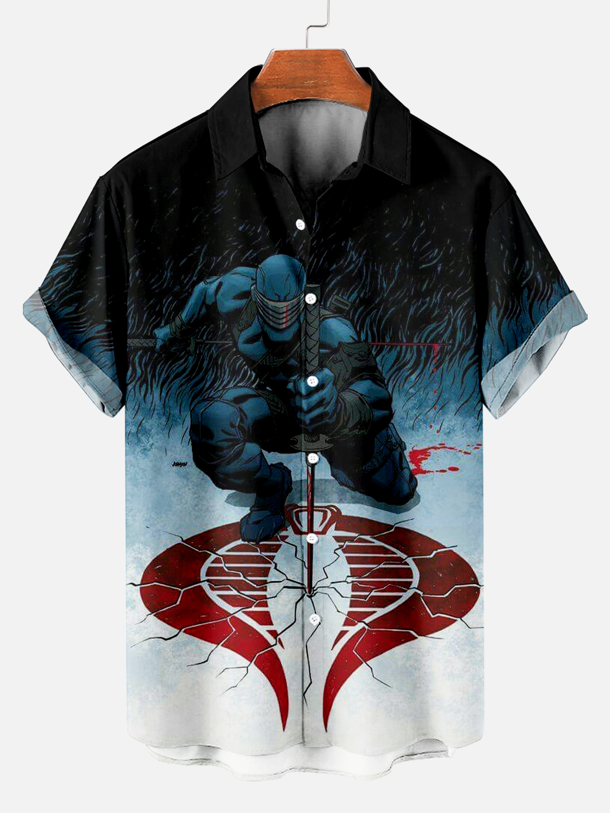 Men's Classic Retro War Cartoon Short Sleeve Shirt