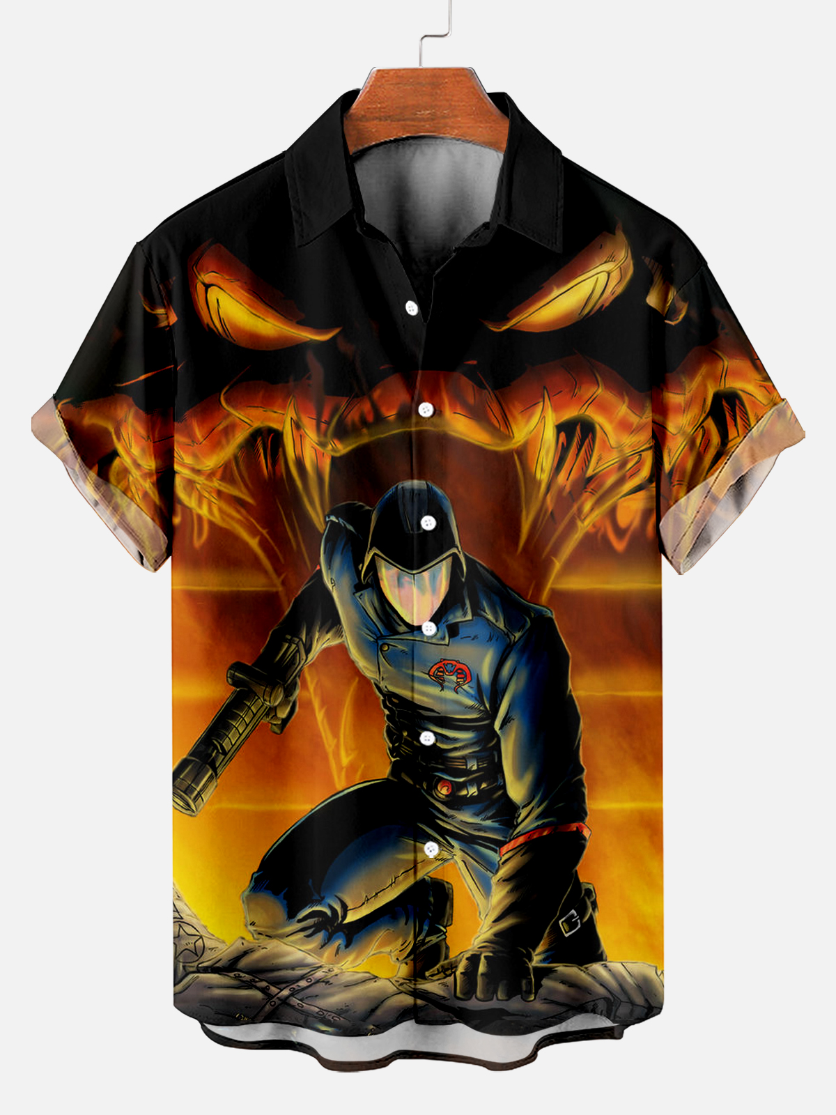 Men's Classic Retro War Cartoon Short Sleeve Shirt