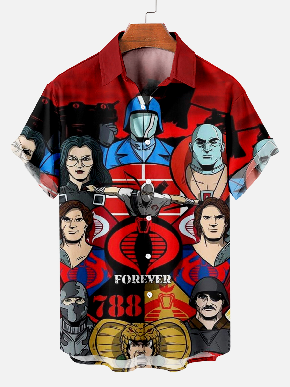 Men's Classic Retro War Cartoon Short Sleeve Shirt