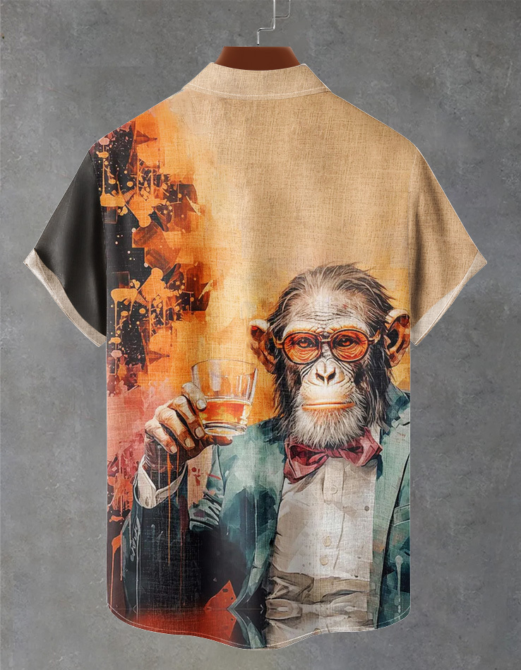 Stylish gorilla graphic print short sleeve shirt