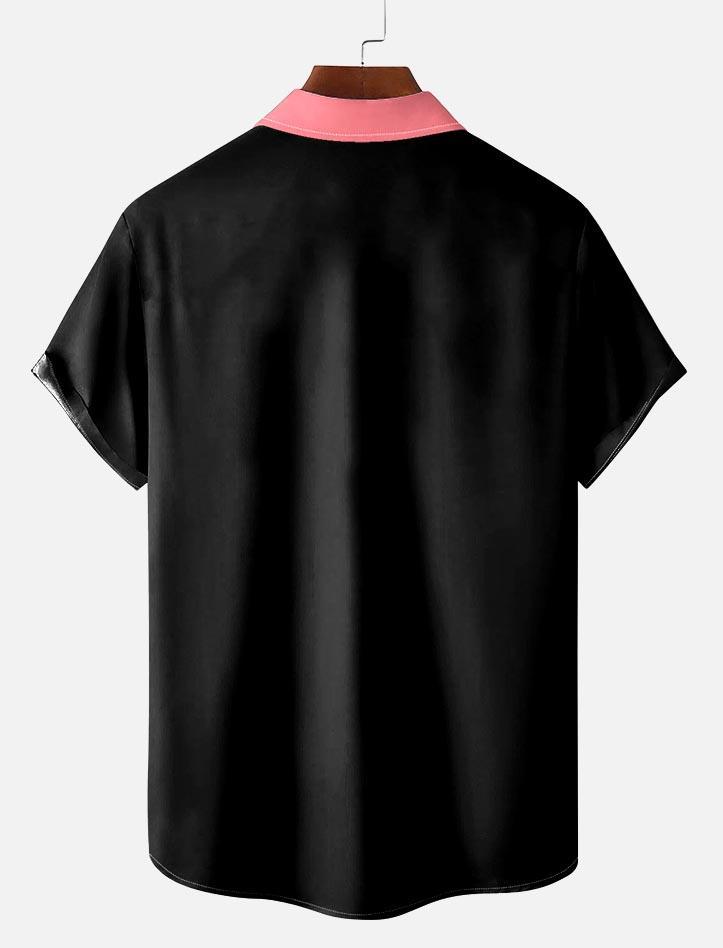 Flamingo Contrasting Pocket Flip Collar Bowling Shirt