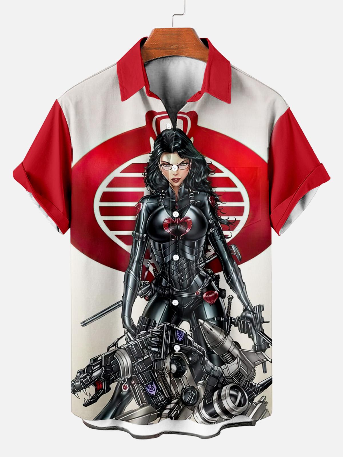 Men's Classic Retro War Cartoon Short Sleeve Shirt