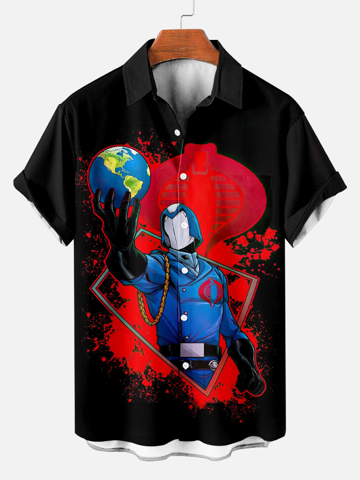 Men's Classic Retro War Cartoon Short Sleeve Shirt