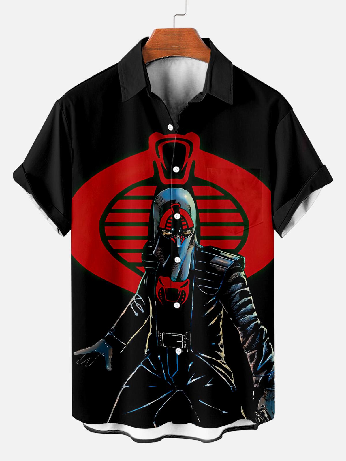 Men's Classic Retro War Cartoon Short Sleeve Shirt