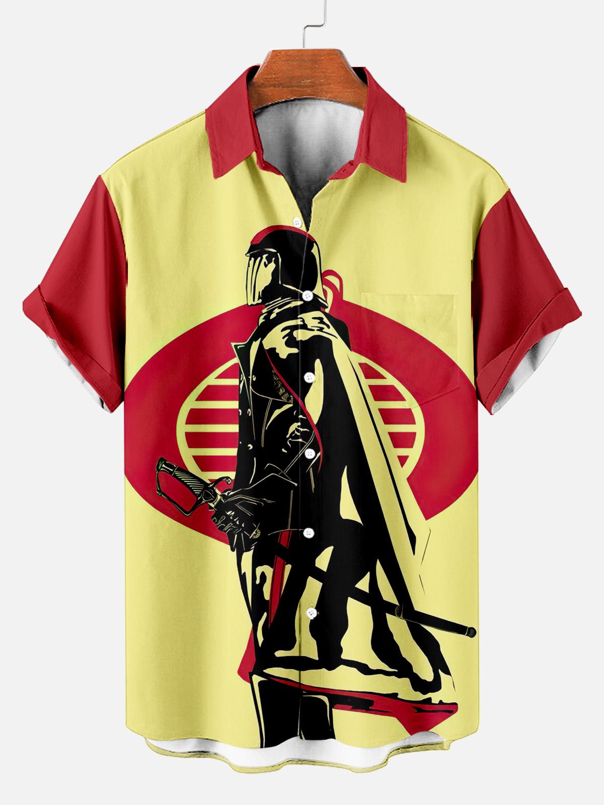 Men's Classic Retro War Cartoon Short Sleeve Shirt